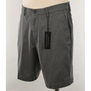 THE MENS STORE Gray Stretch Cotton Twill Flat Front Shorts 34 NWT